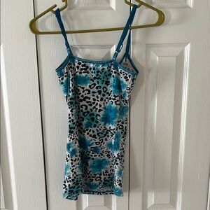 Blue Floral and Leopard Print top